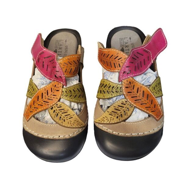 L'ARTISTE Jexa Grym Multi Colored Leather Clogs (Size 7) - Picture 9 of 9